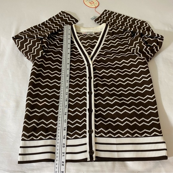 Vintage The Kollection Jacket and Blouse Set Brown White Stripes 70's Career 2pc - Picture 9 of 10